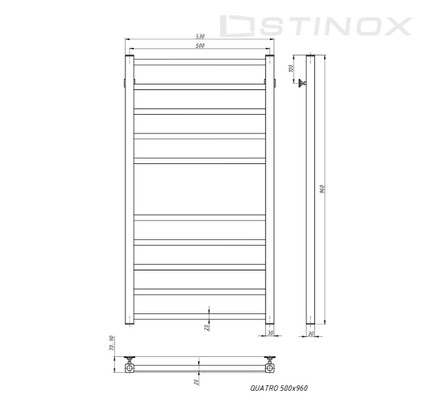 Полотенцесушитель водяной Stinox Quatro хром