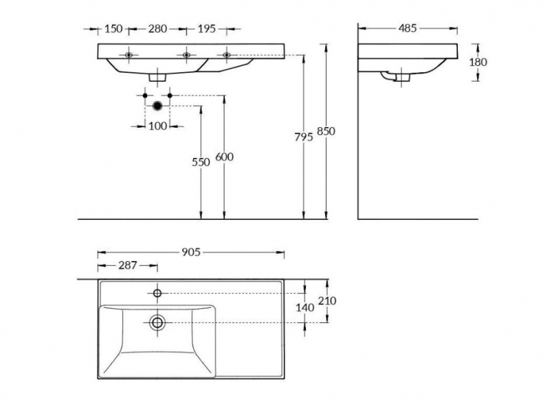  Умывальник KERAMA MARAZZI Cubo 90 см
