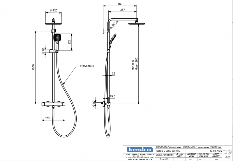 Teska Estella Mix Душевая колонна со смесителем для душа, хром