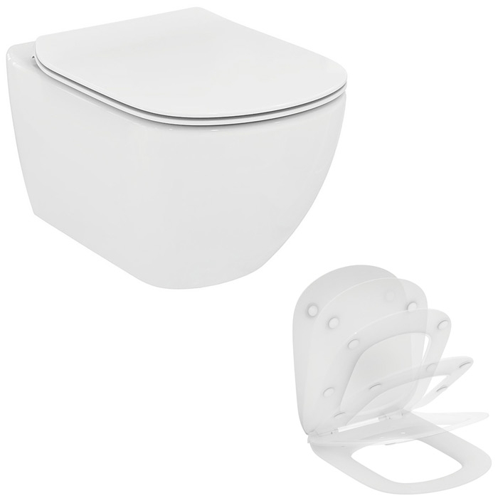 Сиденье для унитаза Ideal Standard Tesi, микролифт, тонкое, 36.5х53.5 см