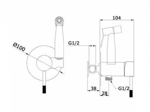 Гигиенический душ  Vieir матовое золото