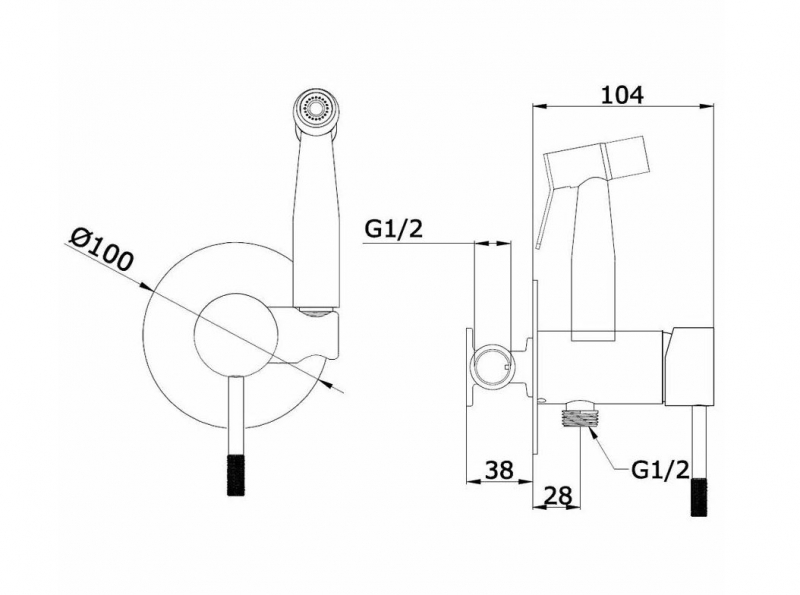 Гигиенический душ  Vieir матовое золото