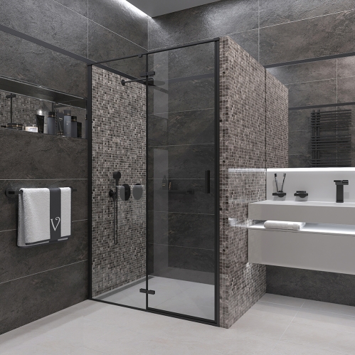 Душевая дверь Veconi 90*195 черный профиль