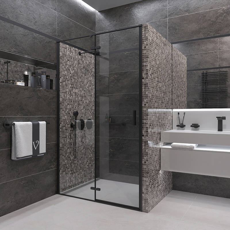 Душевая дверь Veconi 90*195 черный профиль