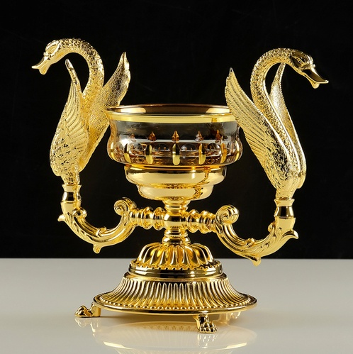 Мыльница настольная (два лебедя), хрусталь Migliore Luxor, золото