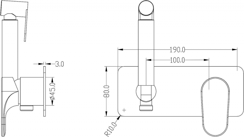 Набор для псевдобиде со смесителем скрытого монтажа Boheme Spectre ,брашированное золото