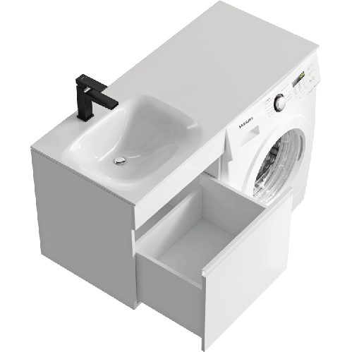 Подвесная тумба под стиральную машину с умывальником 115 см