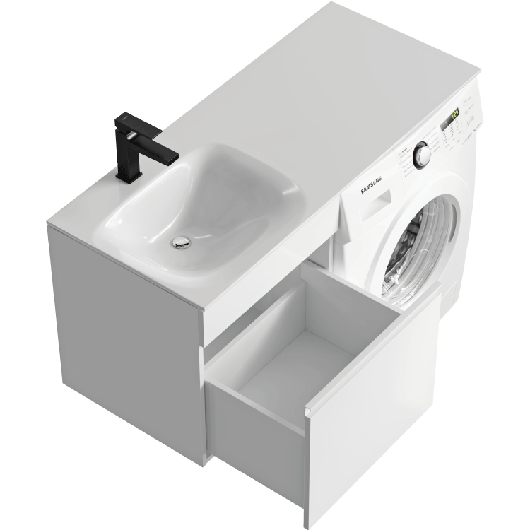 Подвесная тумба под стиральную машину с умывальником 115 см