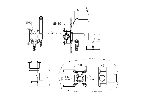 Смеситель гигиенический, Bohema Uno ,брашированная медь