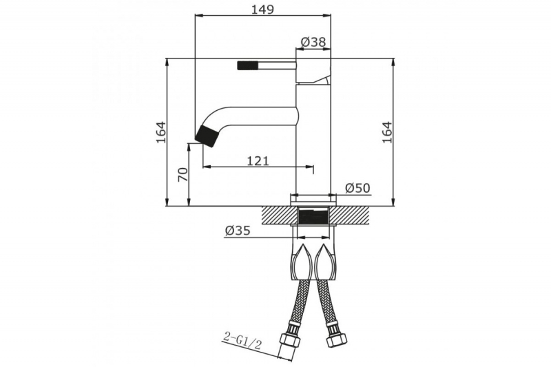 Смеситель для умывальника Vieir цвет графит