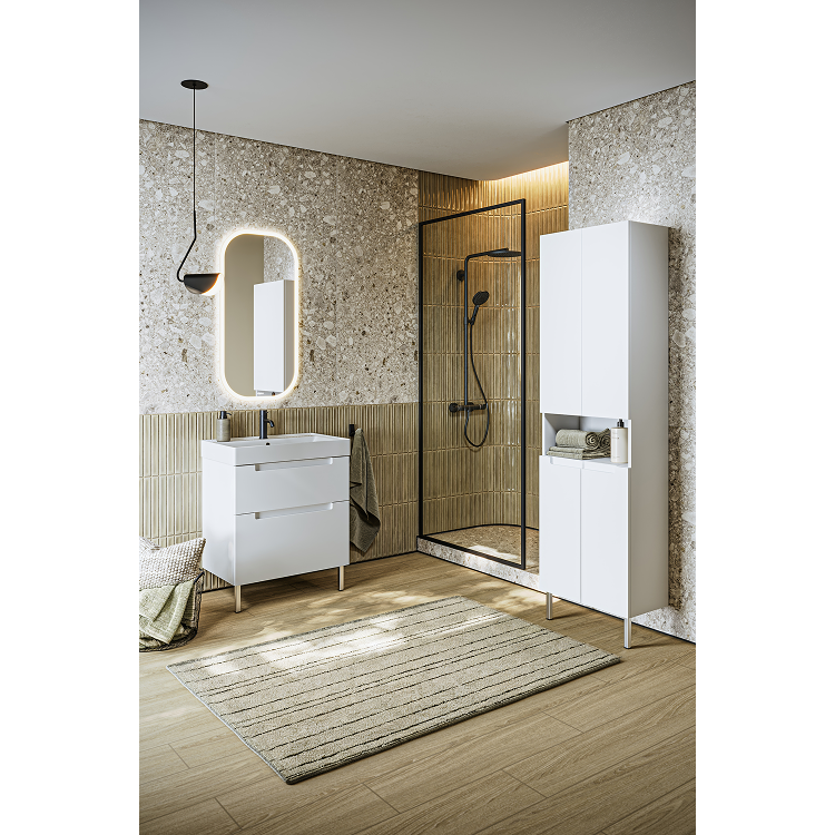 Комплект напольной тумбы Aqwella Vancouver 70x46 см, белый с умывальником Грэмми 70