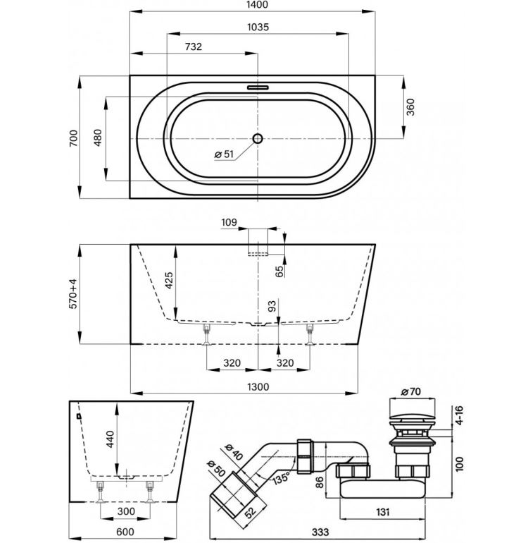 Ванна Wellsee Excellence Pro 140x70