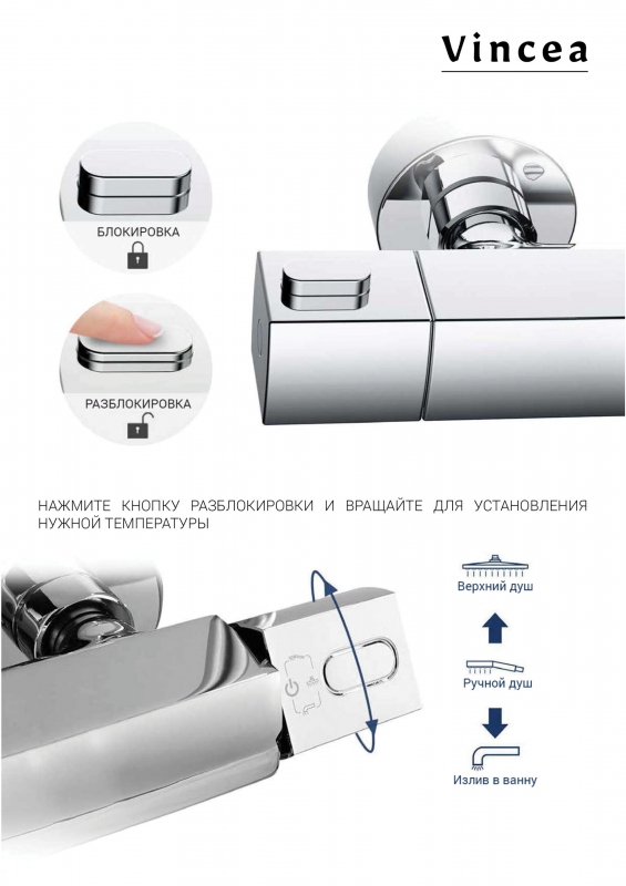 Душевая система Vincea Next  с термостатом графит