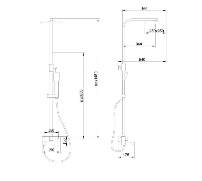 Душевая стойка ABBER Daheim  с изливом, нержавеющая сталь