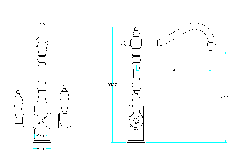 Смеситель для кухни Boheme Tradizionale Oro c краном для питьевой воды