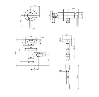 Гигиенический душ Aquame Siena, графит 