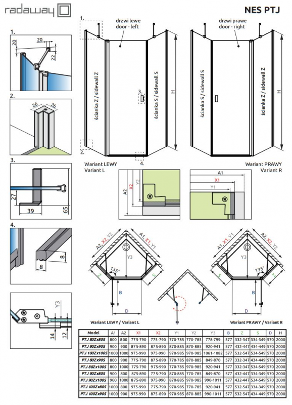 Radaway NES BRUSHED NICKEL PTJ 