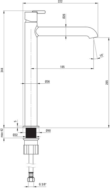 Deante Silia Bianco Смеситель для раковины высокий, белый