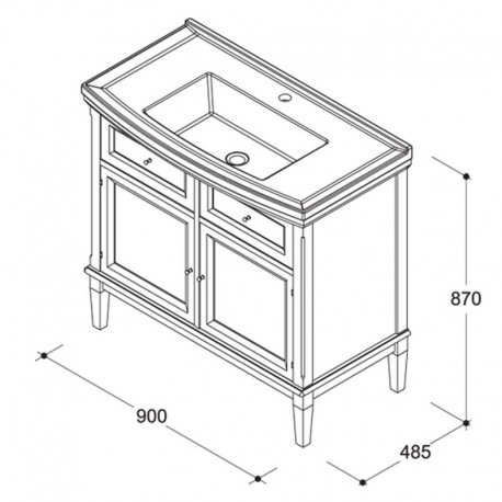 Тумба с умывальником JARDIN 90 Бордо