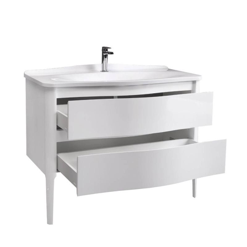 ТУМБА С УМЫВАЛЬНИКОМ АНЖЕЛО БЕЛЫЙ ГЛЯНЦЕВЫЙ 110см