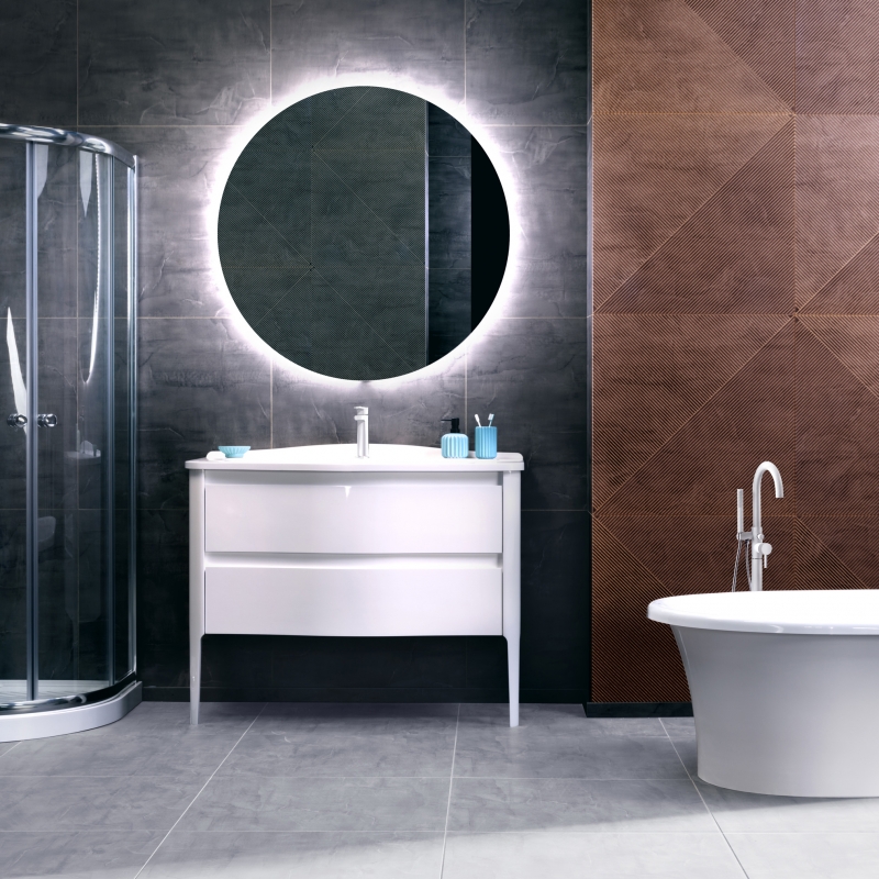 ТУМБА С УМЫВАЛЬНИКОМ АНЖЕЛО БЕЛЫЙ ГЛЯНЦЕВЫЙ 110см