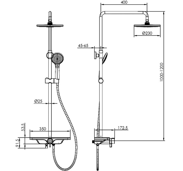 Душевая стойка AQUAme, 3 режима, хром