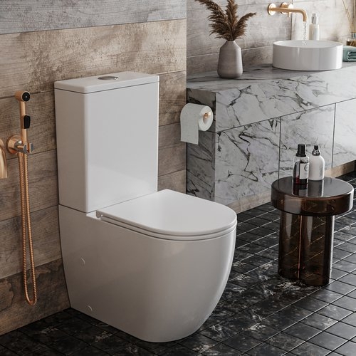 Напольный унитаз Roxen Antares  безободковый белый SoftClose 68x36