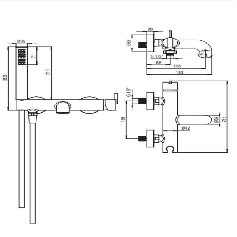 DEANTE SILIA Смеситель для ванны с душевым набором, брашированная.бронза