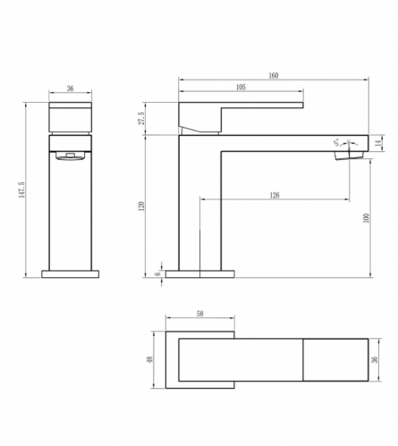 Смеситель для раковины Grocenberg  Графит