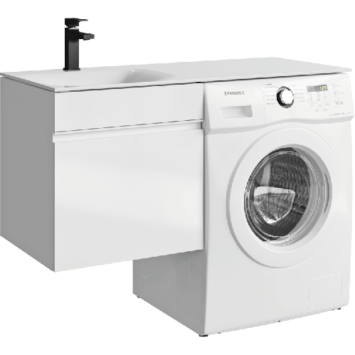 Подвесная тумба под стиральную машину с умывальником 115 см