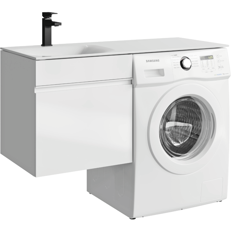 Подвесная тумба под стиральную машину с умывальником 115 см