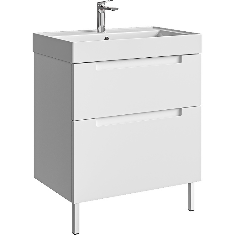 Комплект напольной тумбы Aqwella Vancouver 70x46 см, белый с умывальником Грэмми 70