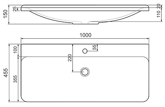 Комплект мебели AQUAme S4 100 + Раковина Solo 100, 100x45