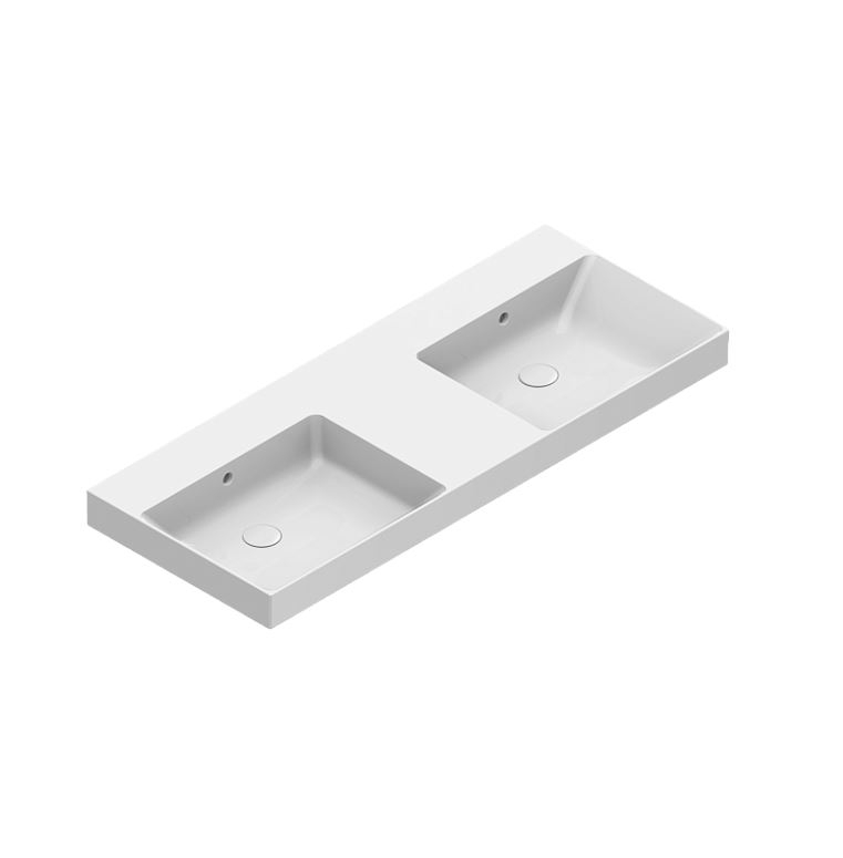 Раковина Catalano Zero 125x50 на 2 чаши, без отв. под смеситель, белый глянцевый