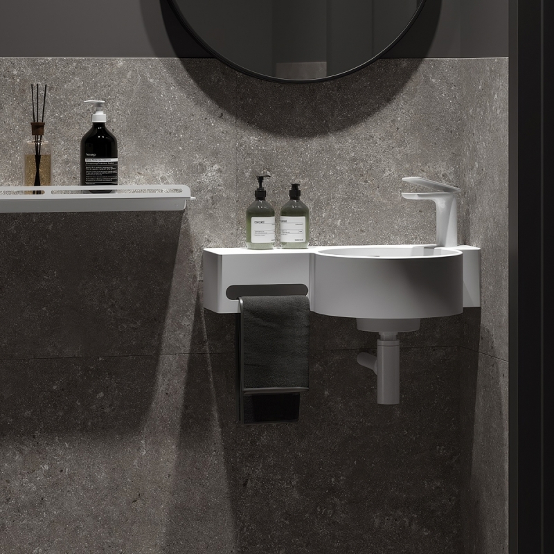 УМЫВАЛЬНИК АВРОРА 550, БЕЛЫЙ МАТОВЫЙ SOLID SURFACE