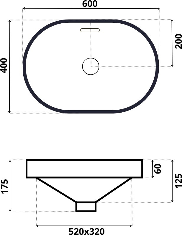 Умывальник встраиваемый Roxen BATT 60x40 белый