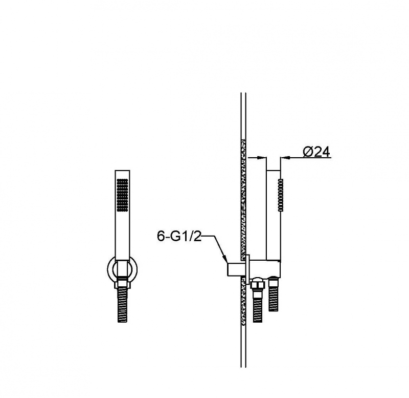 Душевой набор Boheme UNO Лейка ручная +штуцер+шланг, графит