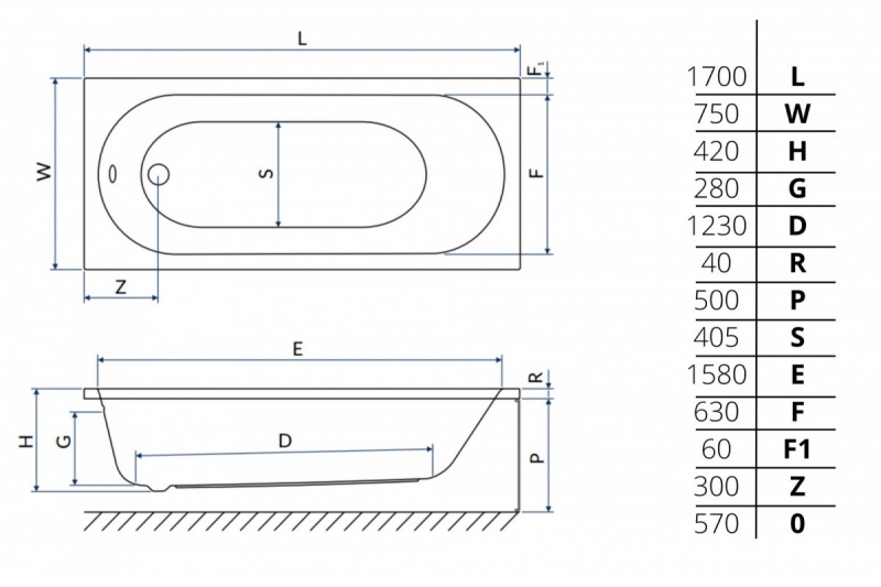 Акриловая ванна Excellent Oceana Mono 170x75 slim с ножками