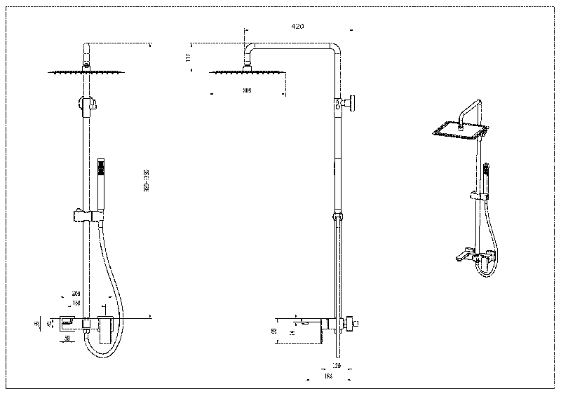 Душевая стойка BOHEME QUBIC брашированная медь