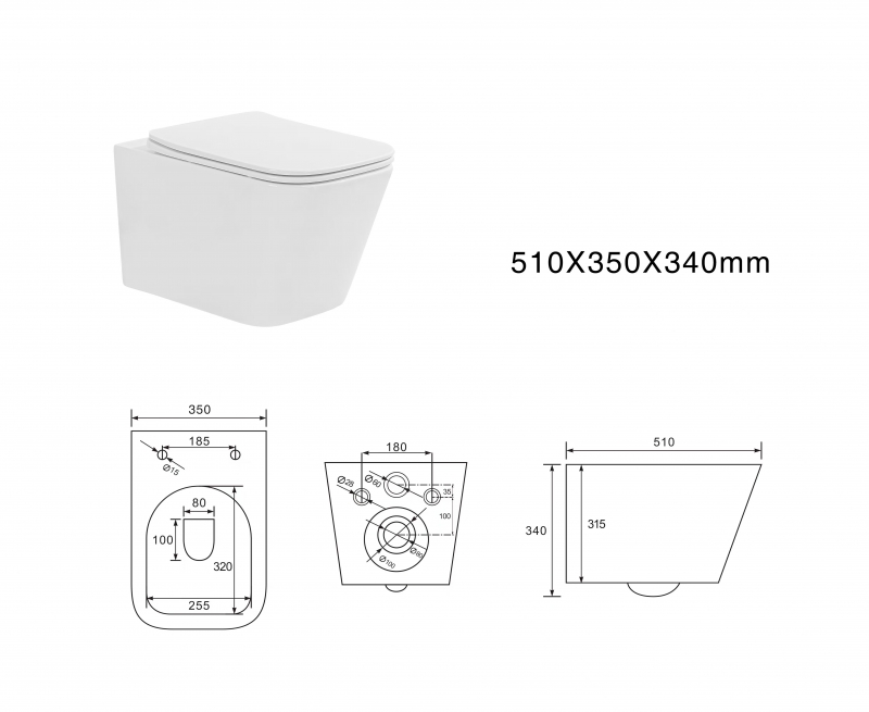 Унитаз подвесной безободковый Aquatek ЛИБРА c сиденьем в комплекте