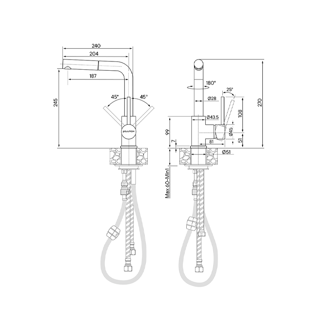 Смеситель PAULMARK KASSEL стальной/никель