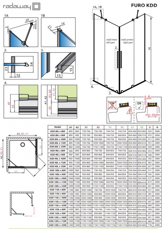 Душевой уголок 90*90 см Furo  KDD 
