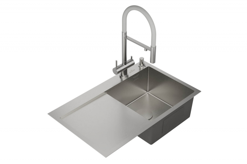 Кухонная мойка Roxen Vespa  с коландером и дозатором 78*48 нержавеющая сталь