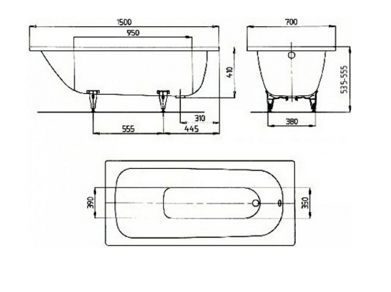 Стальная ванна Kaldewei Advantage Saniform Plus c ножками 160*70