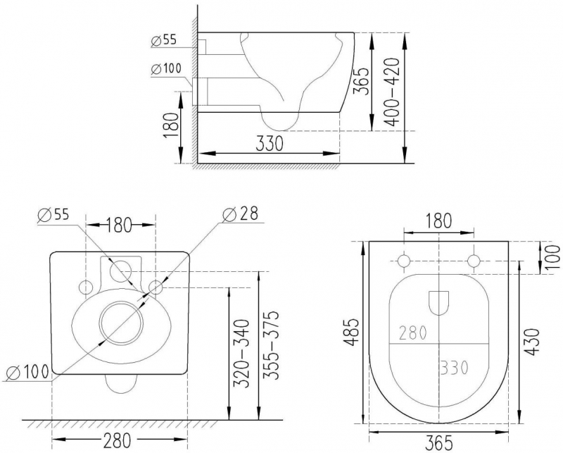 Подвесной унитаз Roxen Antares Tornado Long  Rimless Soft Close
