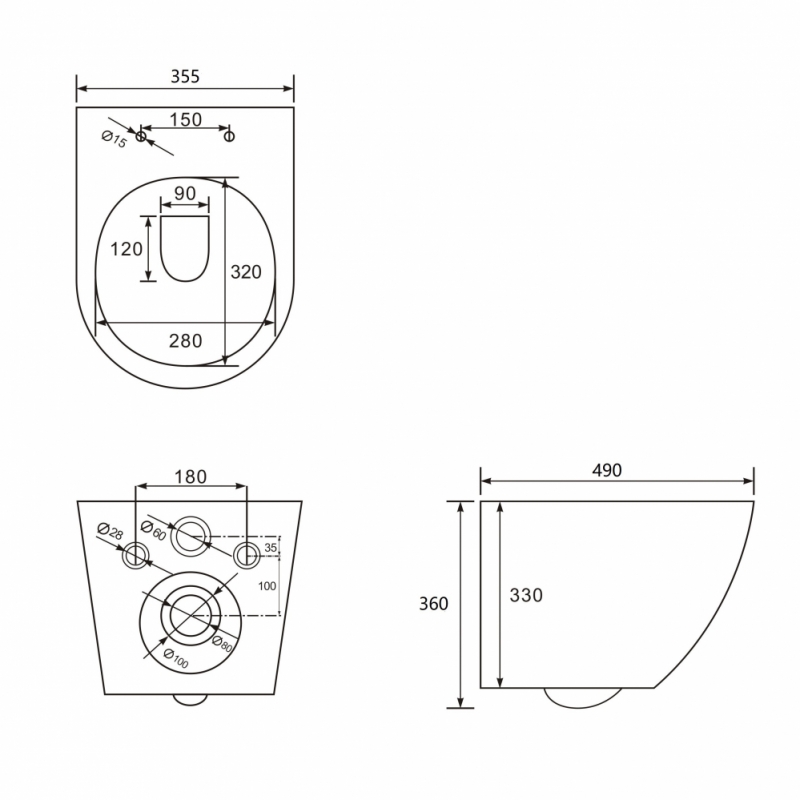 Унитаз ABBER Bequem  подвесной белый
