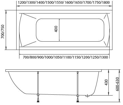 Ванна акриловая 1 Marka Modern 180x75