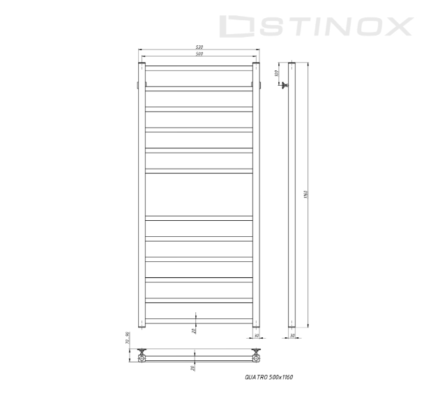 Полотенцесушитель водяной Stinox Quatro хром