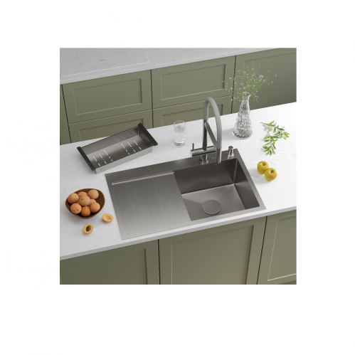 Кухонная мойка Roxen Vespa  с коландером и дозатором 78*48 нержавеющая сталь