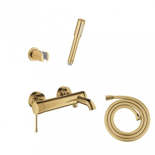 Grohe смеситель для ванны с душевым набором, золото